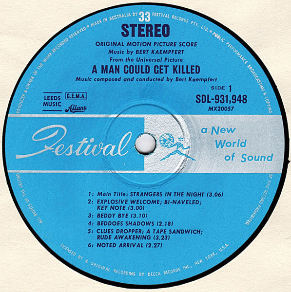 Bert Kaempfert – A Man Could Get Killed (Original Motion Picture Score) LP vinyl record, image 3 of 4