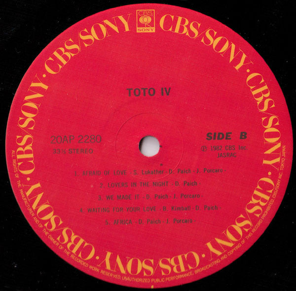 Toto – Toto IV LP vinyl record, image 5 of 10