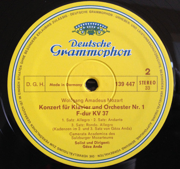 Wolfgang Amadeus Mozart, Camerata Academica Salzburg, Géza Anda – Klavierkonzerte (B-dur KV 595 ∙ F-dur KV 37) LP vinyl record, image 4 of 4