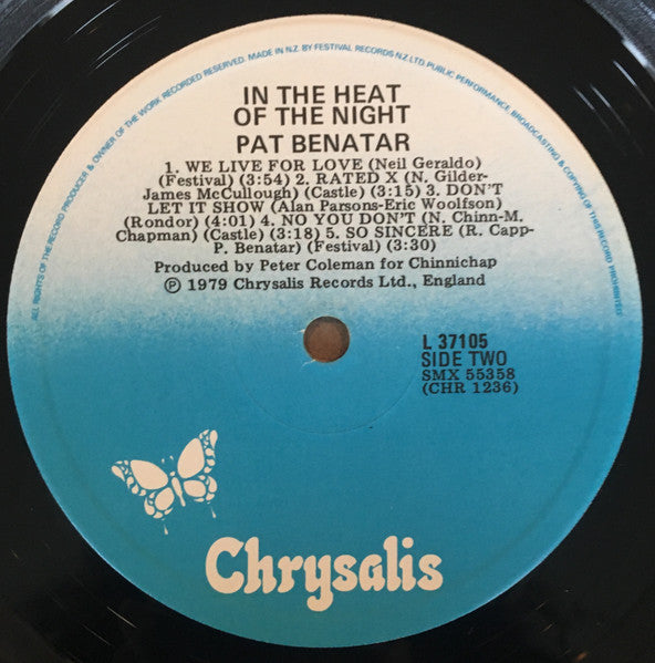 Pat Benatar – In The Heat Of The Night LP vinyl record, image 4 of 4
