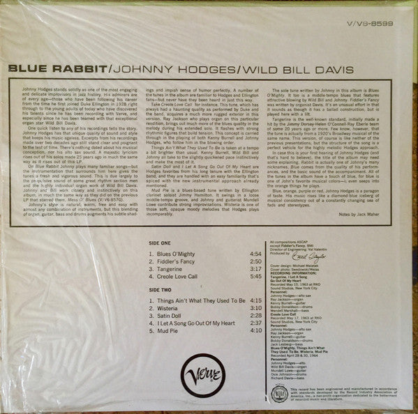 Johnny Hodges, Wild Bill Davis – Blue Rabbit LP vinyl record, image 2 of 4
