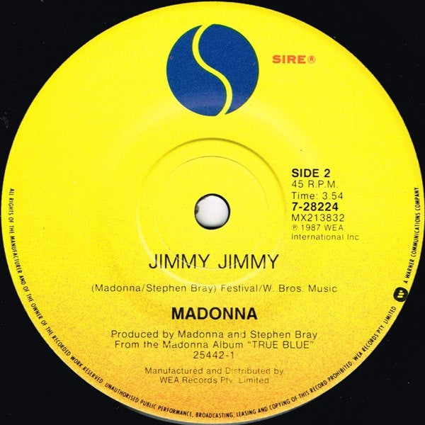 Madonna – Causing A Commotion (Single Screen Single Mix) 7" vinyl record, image 2 of 2