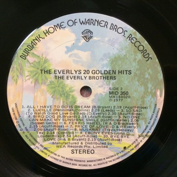 Everly Brothers – The Everlys 20 Golden Hits LP vinyl record, image 4 of 4