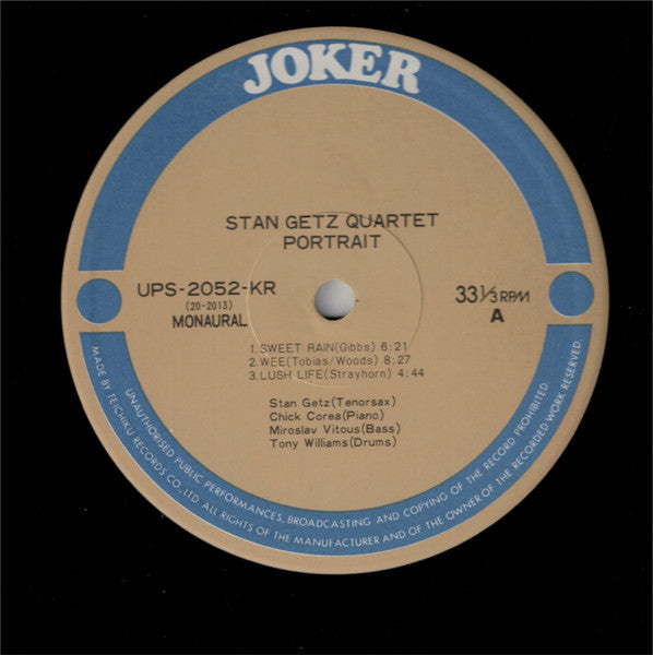 Stan Getz Quartet – Portrait LP vinyl record, image 3 of 5