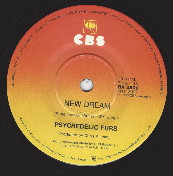 The Psychedelic Furs – Heartbreak Beat 7" vinyl record, image 4 of 4