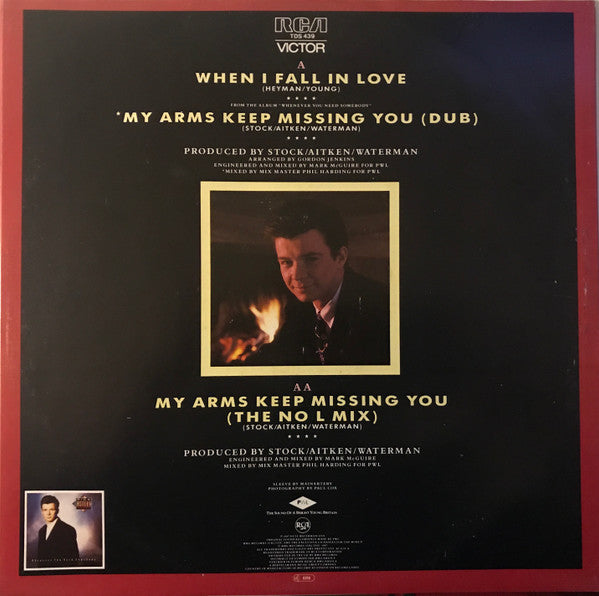 Rick Astley – When I Fall In Love / My Arms Keep Missing You 12" vinyl record, image 2 of 4