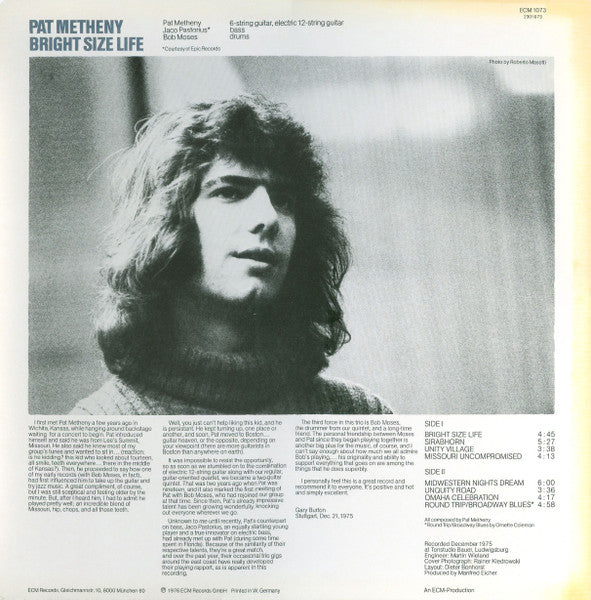 Pat Metheny – Bright Size Life LP vinyl record, image 2 of 4