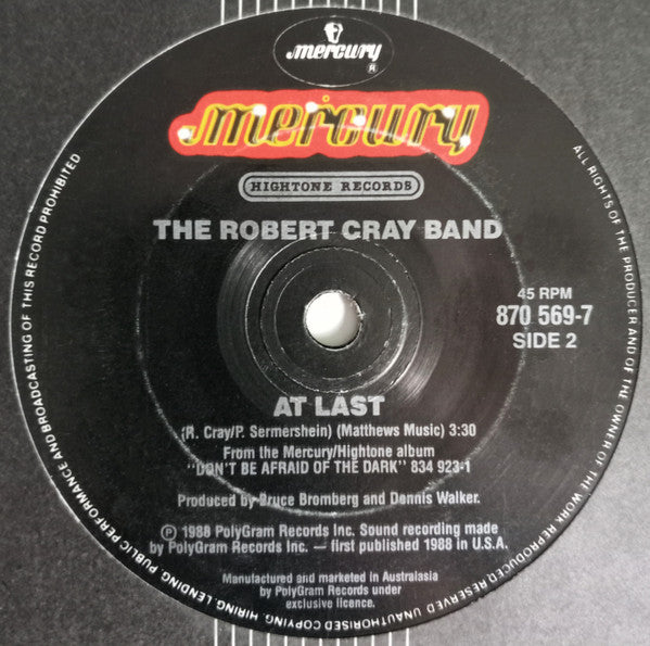The Robert Cray Band – Don't Be Afraid Of The Dark 7" vinyl record, image 3 of 3