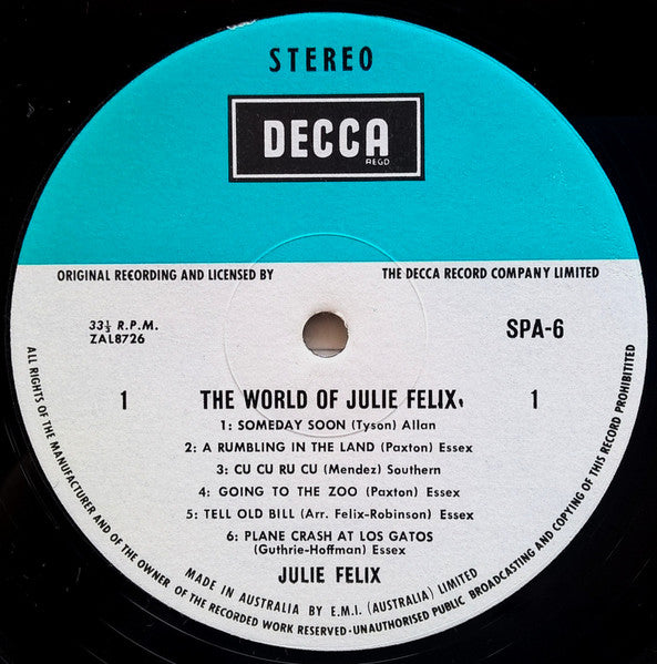 Julie Felix – The World Of Julie Felix LP vinyl record, image 3 of 4