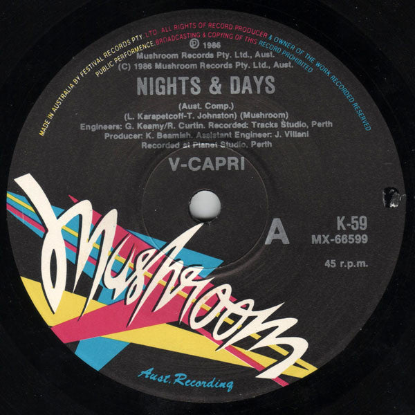 V Capri – Nights And Days 7" vinyl record, image 3 of 4