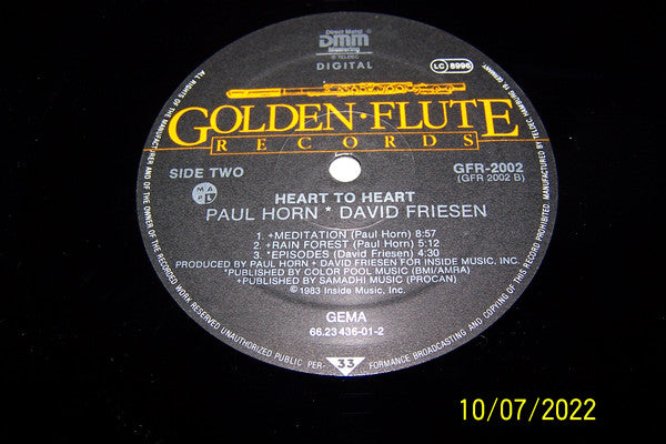 Paul Horn, David Friesen – Heart To Heart LP vinyl record, image 5 of 5