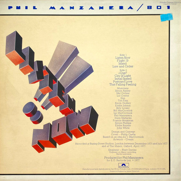 Phil Manzanera, 801 – Listen Now LP vinyl record, image 2 of 7