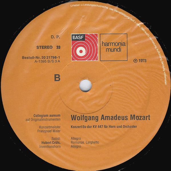 Wolfgang Amadeus Mozart, Hans Deinzer, Hubert Crüts, Collegium Aureum – Klarinettenkonzert A-dur KV 622 / Hornkonzert Es-dur KV 447 LP vinyl record, image 6 of 6