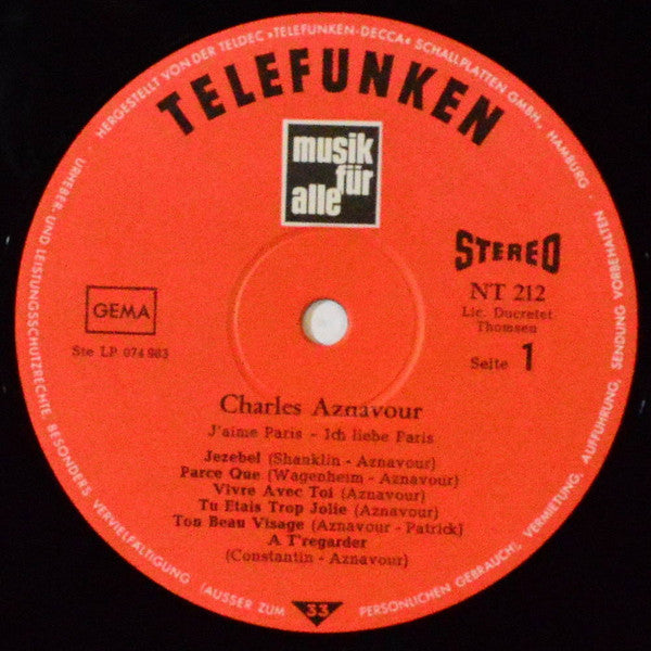Charles Aznavour – J'aime Paris - Ich Liebe Paris LP vinyl record, image 3 of 4