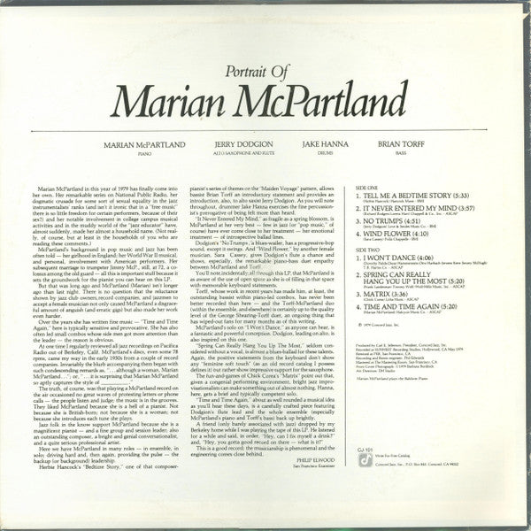Marian McPartland – Portrait Of Marian McPartland LP vinyl record, image 2 of 4