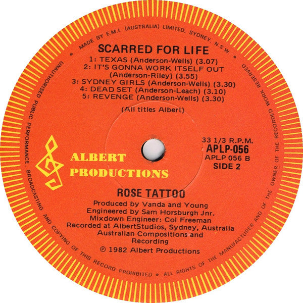 Rose Tattoo – Scarred For Life LP vinyl record, image 4 of 4