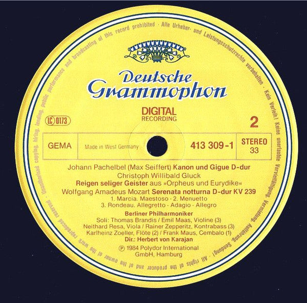 Tomaso Albinoni, Johann Pachelbel, Berliner Philharmoniker, Herbert Von Karajan – Albinoni: Adagio • Pachelbel: Canon LP vinyl record, image 4 of 6