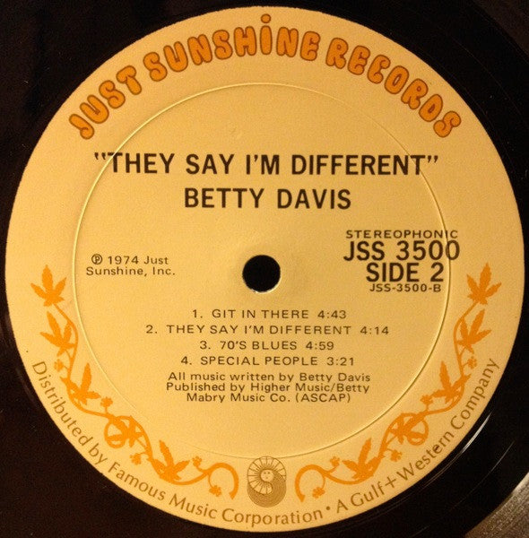 Betty Davis – They Say I'm Different LP vinyl record, image 6 of 6