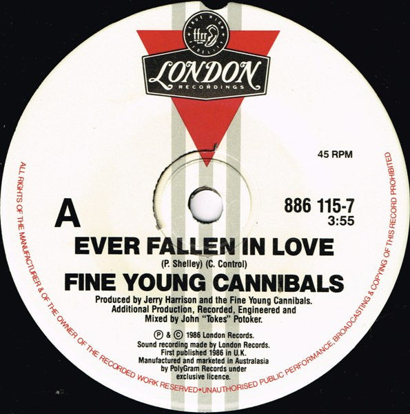 Fine Young Cannibals – Ever Fallen In Love 7" vinyl record, image 3 of 4
