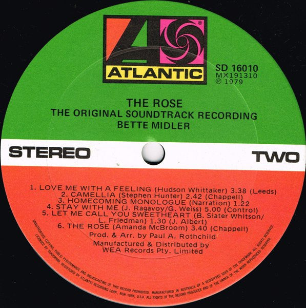 Bette Midler – The Rose (The Original Soundtrack Recording) LP vinyl record, image 4 of 6