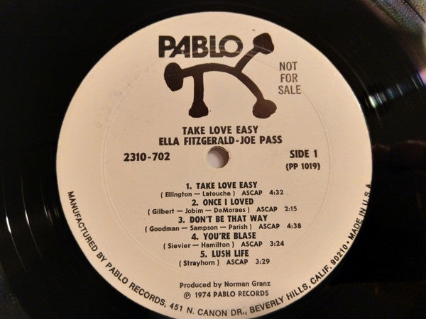 Ella Fitzgerald, Joe Pass – Take Love Easy LP vinyl record, image 3 of 4