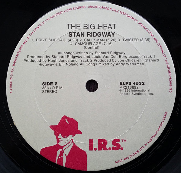 Stan Ridgway – The Big Heat LP vinyl record, image 6 of 6