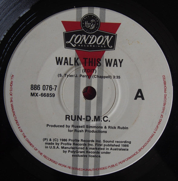 Run-DMC – Walk This Way 7" vinyl record, image 2 of 3