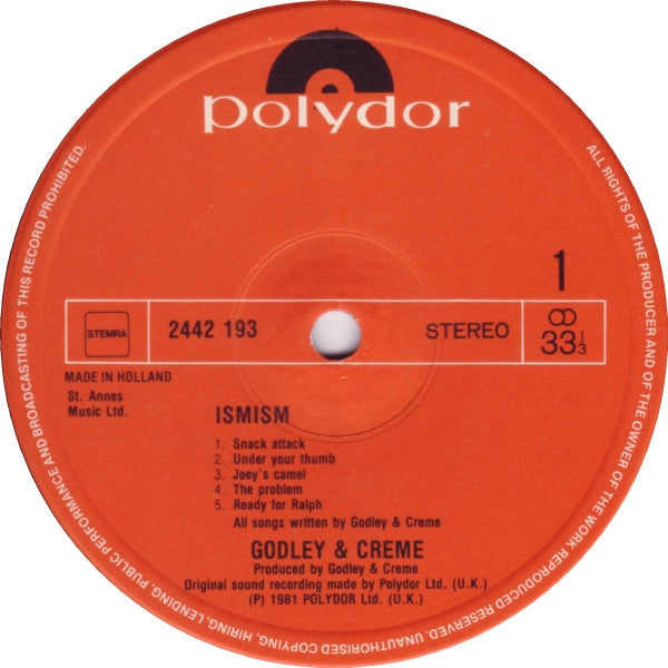 Godley & Creme – Ismism LP vinyl record, image 3 of 6