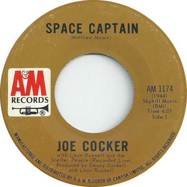 Joe Cocker, Leon Russell, The Shelter People – Space Captain / The Letter 7" vinyl record, image 1 of 2
