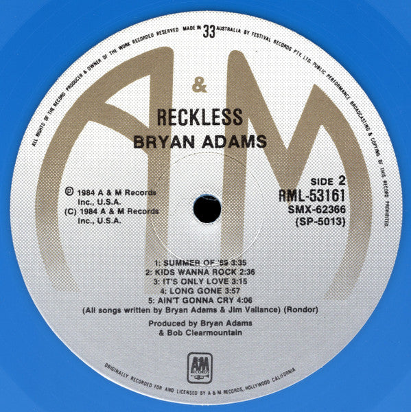 Bryan Adams – Reckless LP vinyl record, image 6 of 8