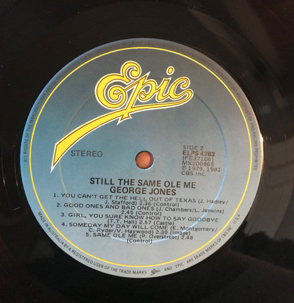 George Jones – Still The Same Ole Me LP vinyl record, image 7 of 7