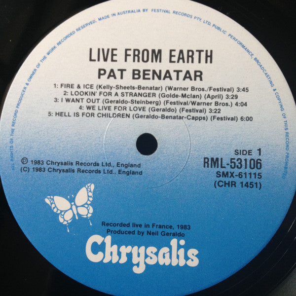 Pat Benatar – Live From Earth LP vinyl record, image 3 of 10