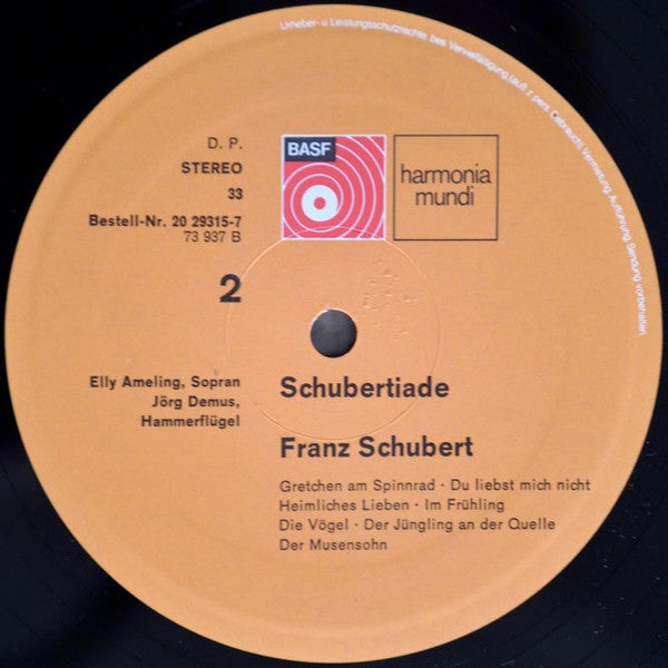 Franz Schubert, Elly Ameling, Jörg Demus, Hans Deinzer – Schubertiade LP vinyl record, image 3 of 3