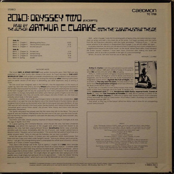 Arthur C. Clarke – 2010: Odyssey II (Excerpts) Read By The Author Arthur C. Clarke With The "Zarathustra" Theme LP vinyl record, image 2 of 4