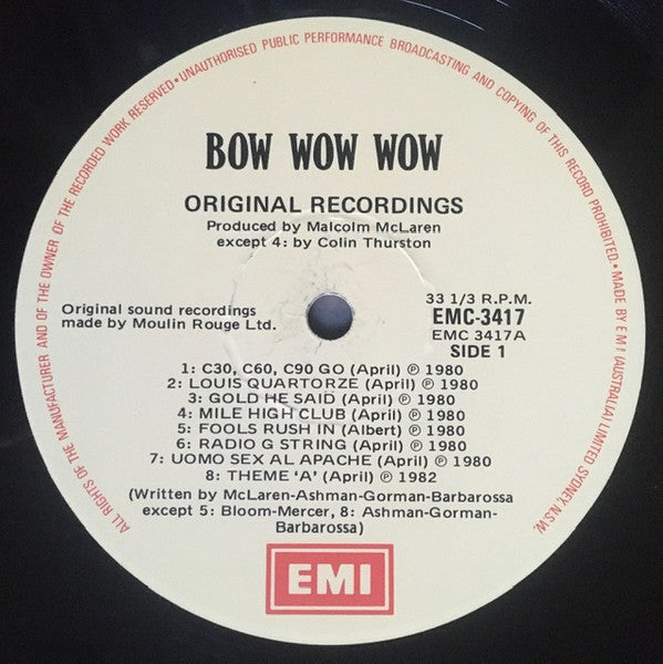 Bow Wow Wow – Original Recordings LP vinyl record, image 3 of 4