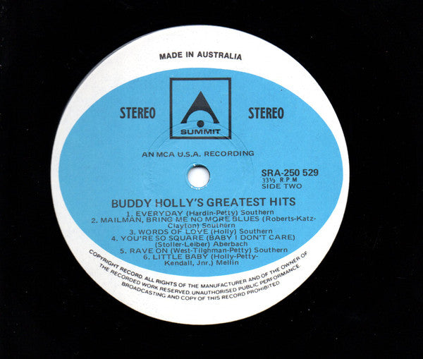 Buddy Holly – Buddy Holly's Greatest Hits LP vinyl record, image 4 of 4