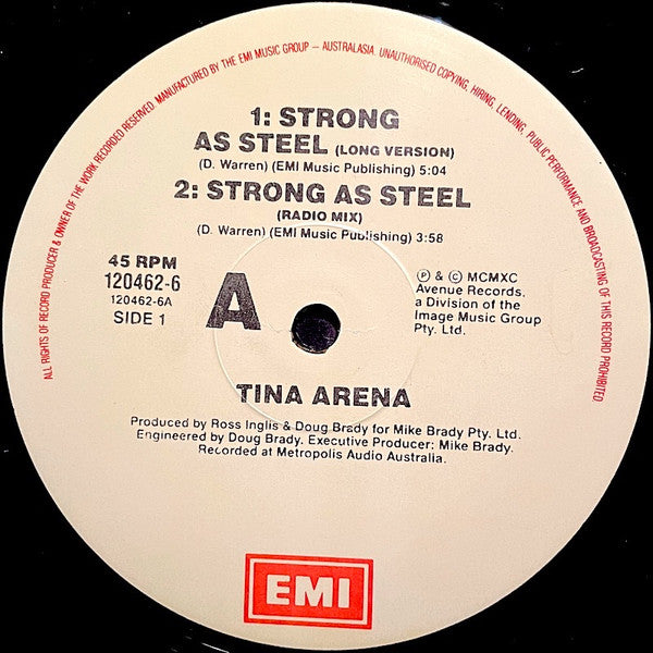 Tina Arena – Strong As Steel 12" vinyl record, image 3 of 4