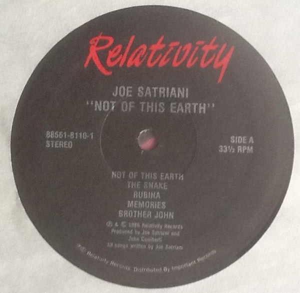 Joe Satriani – Not Of This Earth LP vinyl record, image 3 of 5
