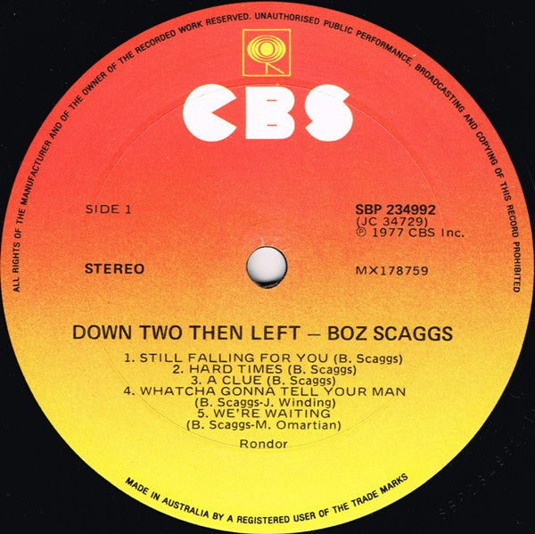 Boz Scaggs – Down Two Then Left LP vinyl record, image 5 of 9