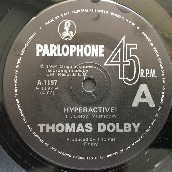 Thomas Dolby – Hyperactive! 7" vinyl record, image 3 of 4