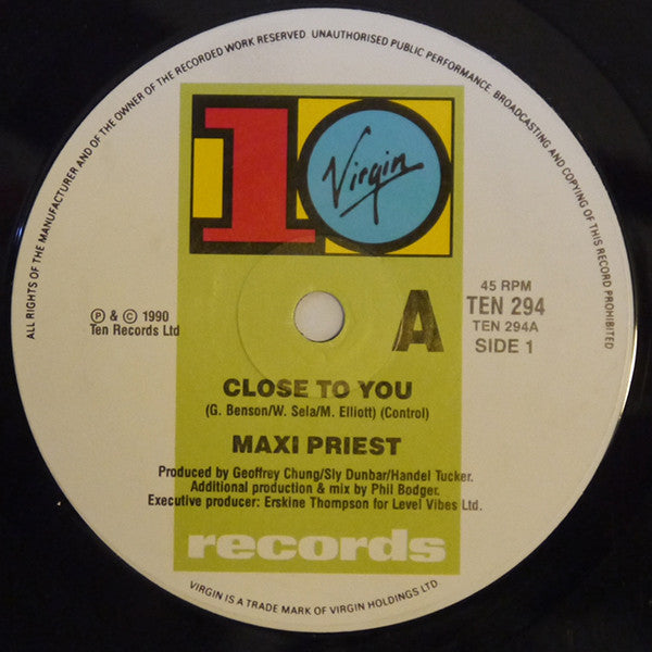 Maxi Priest – Close To You 7" vinyl record, image 3 of 4