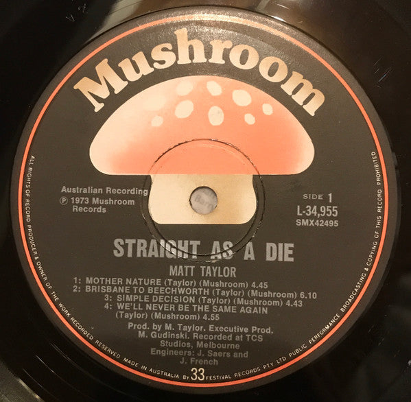 Matt Taylor – Straight As A Die LP vinyl record, image 5 of 6