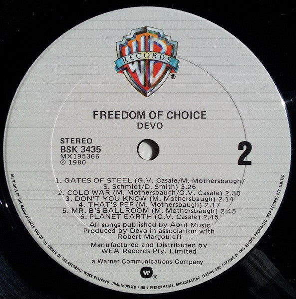 Devo – Freedom Of Choice LP vinyl record, image 4 of 6