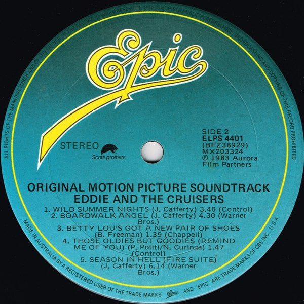 John Cafferty And The Beaver Brown Band – Eddie And The Cruisers (Original Motion Picture Soundtrack) LP vinyl record, image 4 of 4