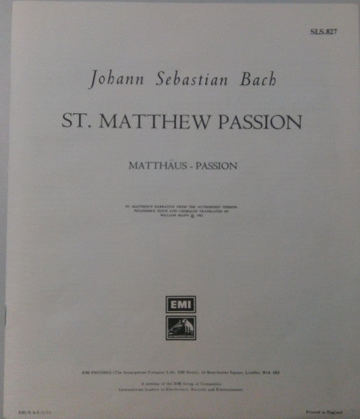 Johann Sebastian Bach, Philharmonia Orchestra, Philharmonia Chorus, Otto Klemperer – St Matthew Passion LP vinyl record, image 10 of 10