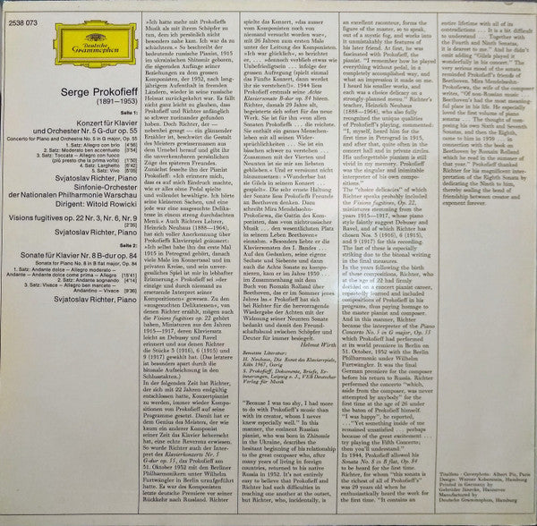 Sviatoslav Richter, Sergei Prokofiev – Piano Concerto No.5 / Sonata No.8 / Visions Fugitives Op.22 Nos. 3,6,9 LP vinyl record, image 3 of 5