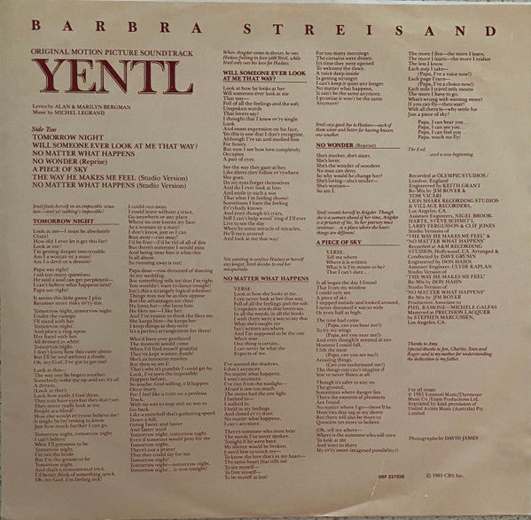 Barbra Streisand – Yentl - Original Motion Picture Soundtrack LP vinyl record, image 5 of 8
