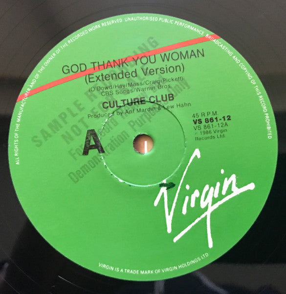 Culture Club – God Thank You Woman 12" vinyl record, image 3 of 4