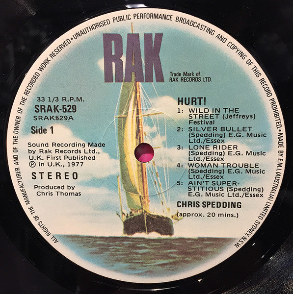 Chris Spedding – Hurt LP vinyl record, image 3 of 3