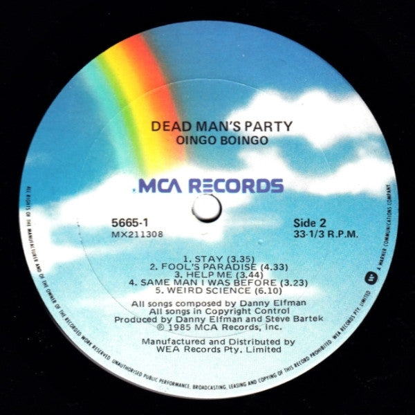 Oingo Boingo – Dead Man's Party LP vinyl record, image 5 of 5